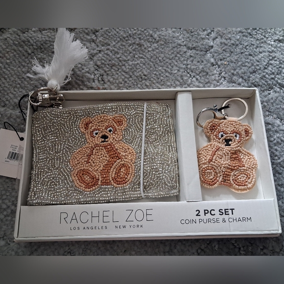 Rachel Zoe Handbags - Rachel Zoe Beaded Silver Teddy Bear Coin Purse & Charm NWT $40